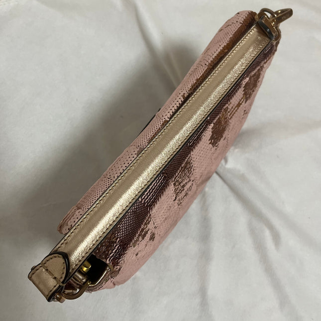 Fendi Baguette Medium Pink Glitter Sequins Valentine's Special Crossbody Bag