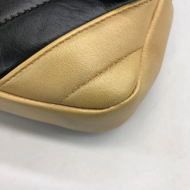 Chanel Mini Flap Bag Black Chevron Quilted Lambskin Leather Gold Corners, 2015-16
