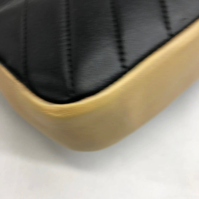 Chanel Mini Flap Bag Black Chevron Quilted Lambskin Leather Gold Corners, 2015-16