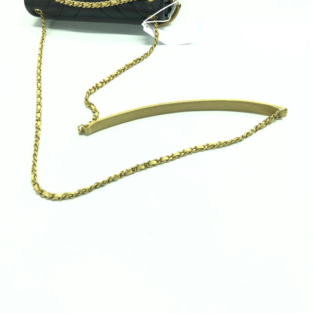Chanel Mini Flap Bag Black Chevron Quilted Lambskin Leather Gold Corners, 2015-16