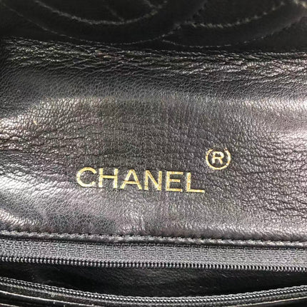 Chanel Mini Square Flap Bag Vintage Black Lizard-skin Leather 24k Gold Plated Hardware, 2000-2002