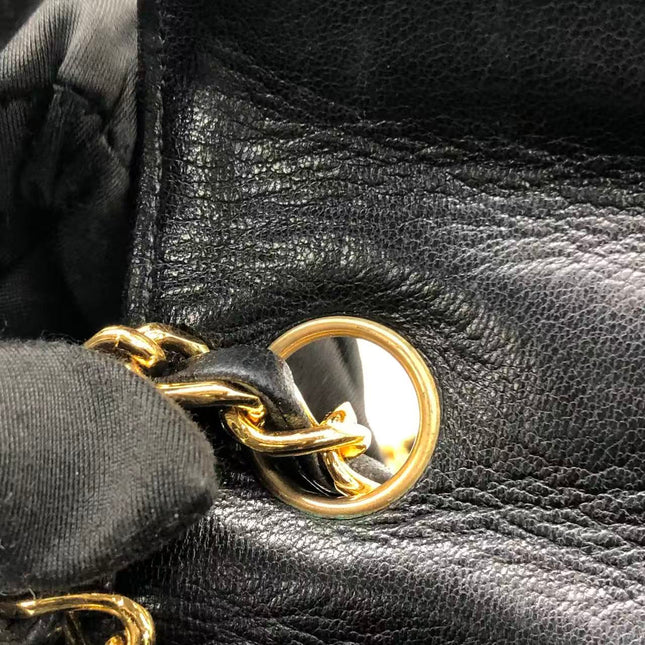 Chanel Mini Square Flap Bag Vintage Black Lizard-skin Leather 24k Gold Plated Hardware, 2000-2002