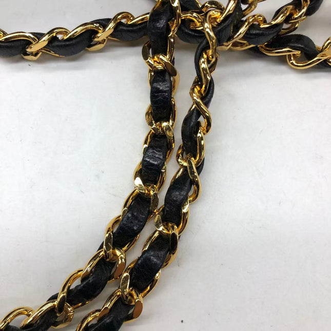 Chanel Mini Square Flap Bag Vintage Black Lizard-skin Leather 24k Gold Plated Hardware, 2000-2002