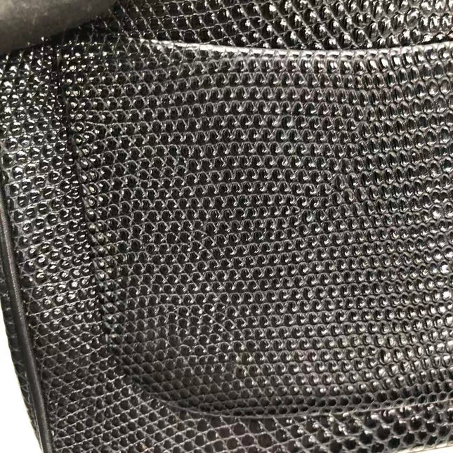 Chanel Mini Square Flap Bag Vintage Black Lizard-skin Leather 24k Gold Plated Hardware, 2000-2002