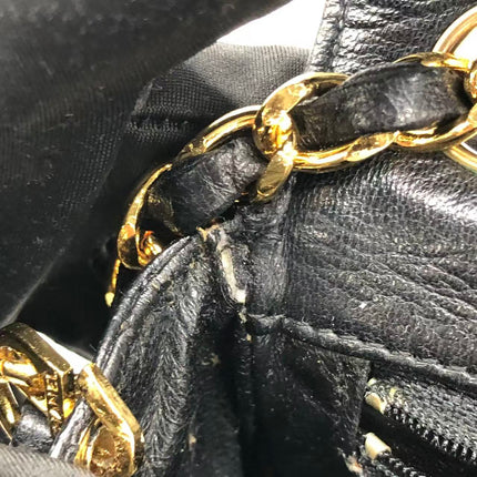 Chanel Mini Square Flap Bag Vintage Black Lizard-skin Leather 24k Gold Plated Hardware, 2000-2002