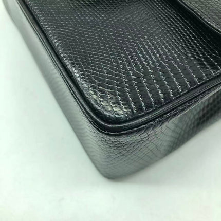 Chanel Mini Square Flap Bag Vintage Black Lizard-skin Leather 24k Gold Plated Hardware, 2000-2002