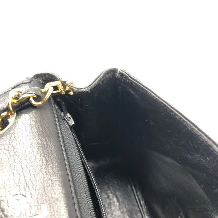 Chanel Mini Square Flap Bag Vintage Black Lizard-skin Leather 24k Gold Plated Hardware, 2000-2002