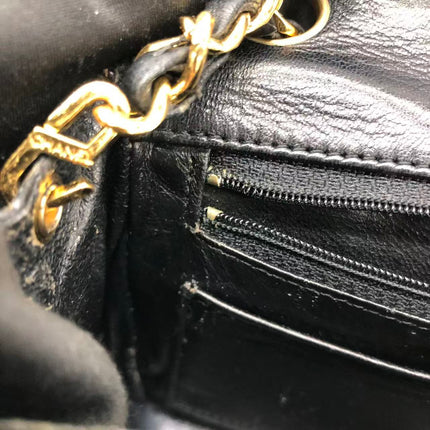 Chanel Mini Square Flap Bag Vintage Black Lizard-skin Leather 24k Gold Plated Hardware, 2000-2002