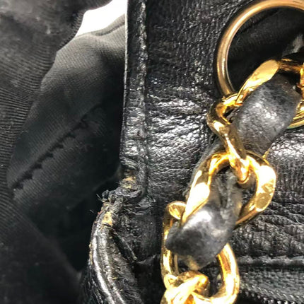 Chanel Mini Square Flap Bag Vintage Black Lizard-skin Leather 24k Gold Plated Hardware, 2000-2002