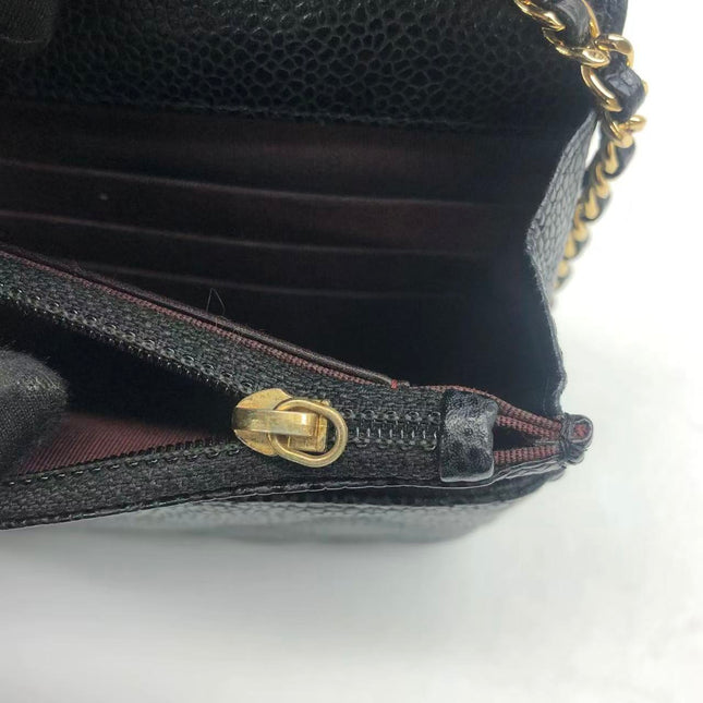 Chanel Wallet on Chain Classic Flap 2014 Black Caviar Leather Gold Hardware