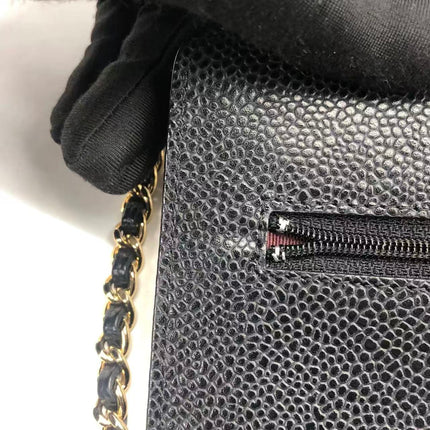 Chanel Wallet on Chain Classic Flap 2014 Black Caviar Leather Gold Hardware