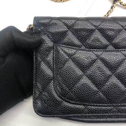 Chanel Wallet on Chain Classic Flap 2014 Black Caviar Leather Gold Hardware