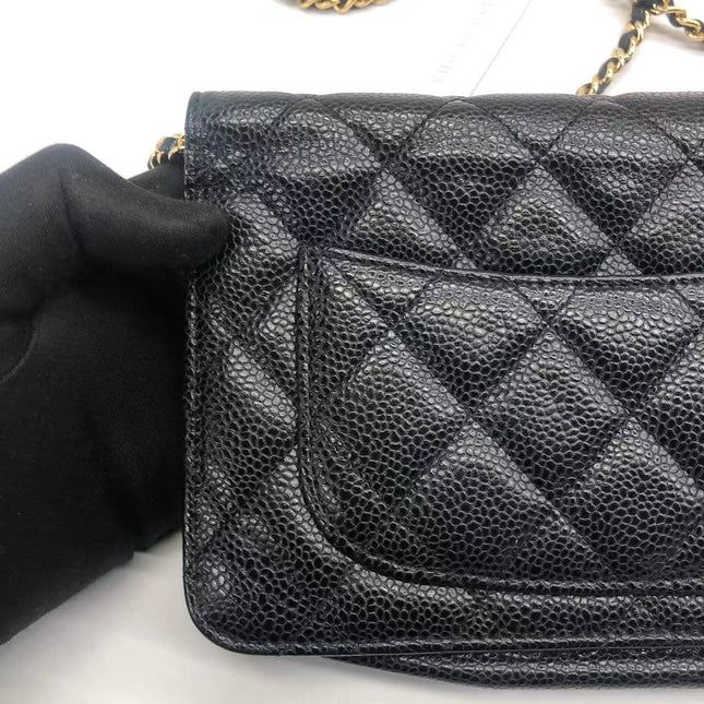Chanel Wallet on Chain Classic Flap 2014 Black Caviar Leather Gold Hardware