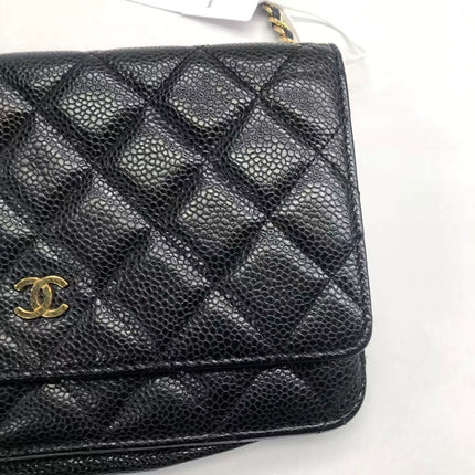 Chanel Wallet on Chain Classic Flap 2014 Black Caviar Leather Gold Hardware