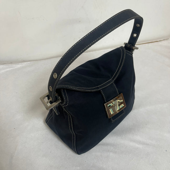 Fendi Baguette Mamma Forever Mini Navy Denim Silver Hardware