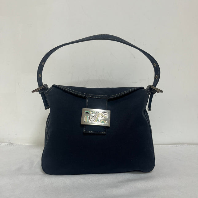Fendi Baguette Mamma Forever Mini Navy Denim Silver Hardware