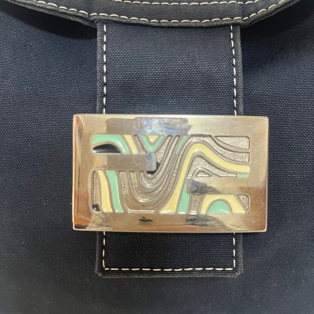 Fendi Baguette Mamma Forever Mini Navy Denim Silver Hardware