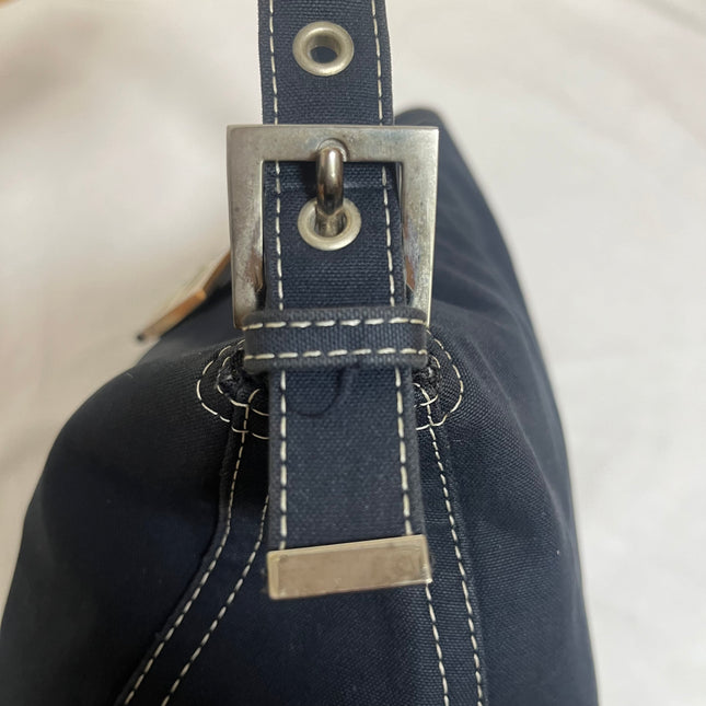 Fendi Baguette Mamma Forever Mini Navy Denim Silver Hardware