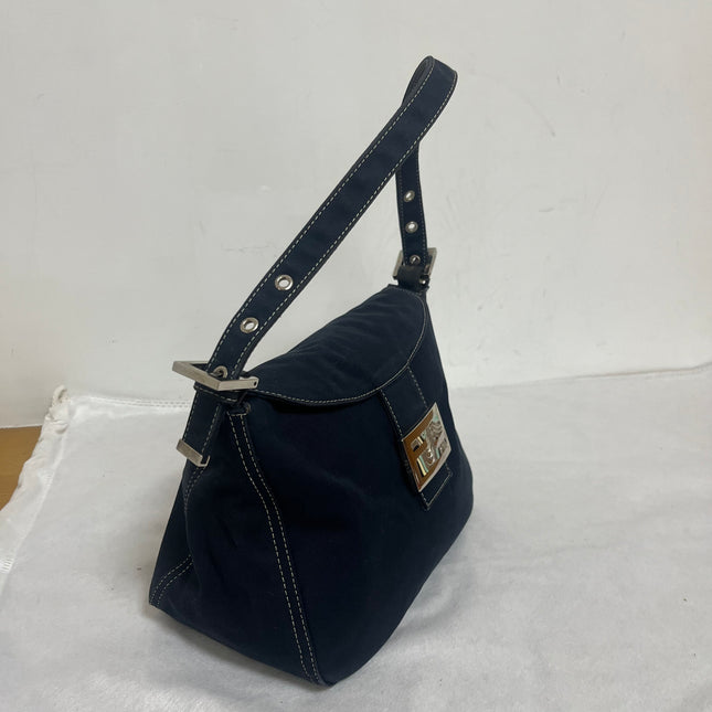 Fendi Baguette Mamma Forever Mini Navy Denim Silver Hardware