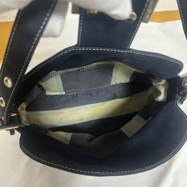 Fendi Baguette Mamma Forever Mini Navy Denim Silver Hardware