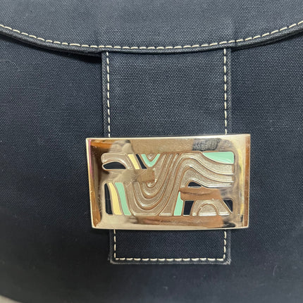 Fendi Baguette Mamma Forever Mini Navy Denim Silver Hardware