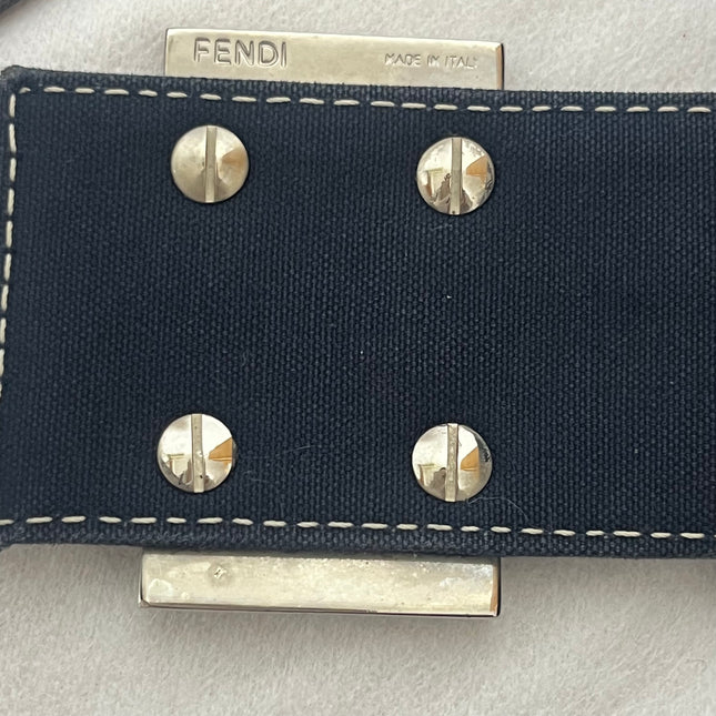 Fendi Baguette Mamma Forever Mini Navy Denim Silver Hardware