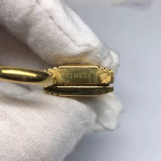 Hermès Kelly Padlock Gold Watch with Diamonds Brown Leather Strap