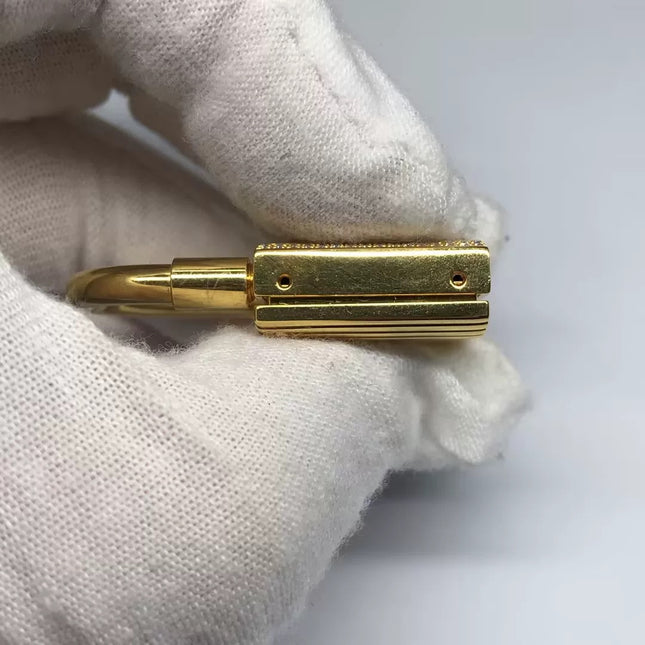 Hermès Kelly Padlock Gold Watch with Diamonds Brown Leather Strap