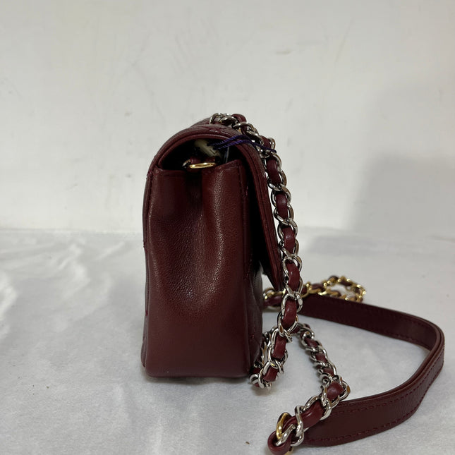 Chanel Flap Bag Mini Burgundy Lambskin Leather Gold & Silver Hardware 2019