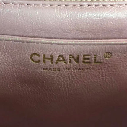 Chanel Vintage Top Handle Kelly Flap Bag Pink Quilted Caviar Leather 24k Gold Plated Hardware