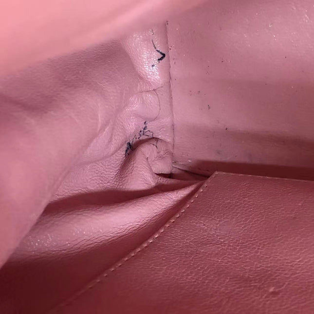 Chanel Vintage Top Handle Kelly Flap Bag Pink Quilted Caviar Leather 24k Gold Plated Hardware