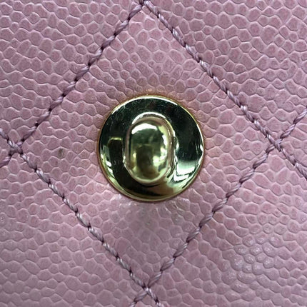 Chanel Vintage Top Handle Kelly Flap Bag Pink Quilted Caviar Leather 24k Gold Plated Hardware