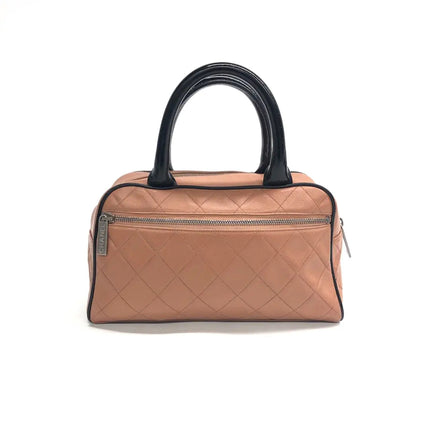 Chanel Boston Bowling Bag Small Brown Caviar Leather Black Top Handle Bag, 2000