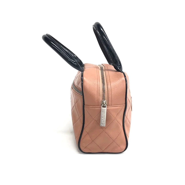 Chanel Boston Bowling Bag Small Brown Caviar Leather Black Top Handle Bag, 2000