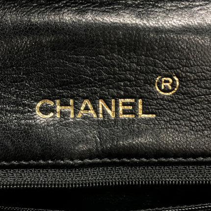 Chanel Mini Square Flap Bag Vintage Black Lizard-skin Leather 24k Gold Plated Hardware, 2000-2002
