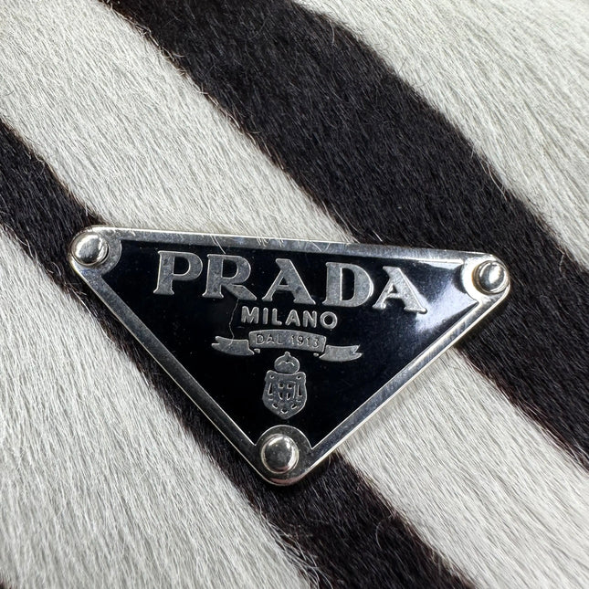 Prada Zebra Print Ponyhair Calfskin Leather Shoulder Bag