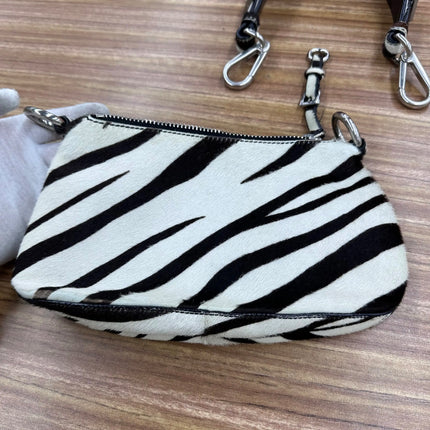 Prada Zebra Print Ponyhair Calfskin Leather Shoulder Bag