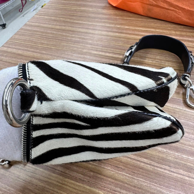 Prada Zebra Print Ponyhair Calfskin Leather Shoulder Bag
