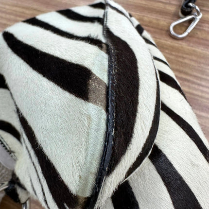 Prada Zebra Print Ponyhair Calfskin Leather Shoulder Bag