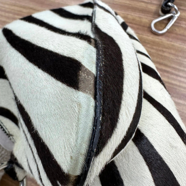 Prada Zebra Print Ponyhair Calfskin Leather Shoulder Bag
