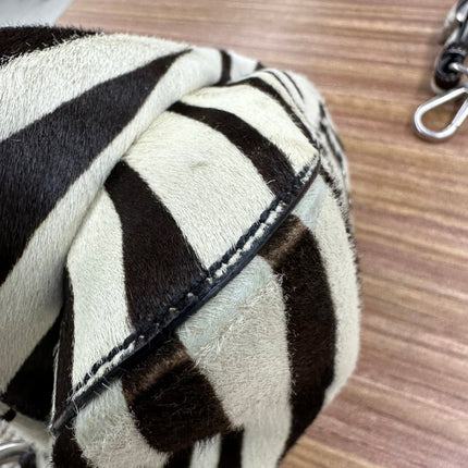 Prada Zebra Print Ponyhair Calfskin Leather Shoulder Bag