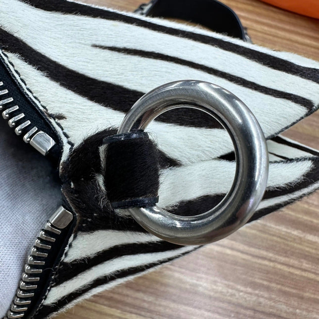 Prada Zebra Print Ponyhair Calfskin Leather Shoulder Bag