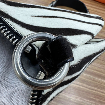 Prada Zebra Print Ponyhair Calfskin Leather Shoulder Bag
