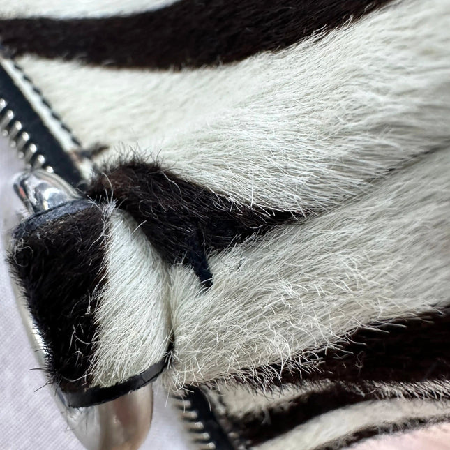 Prada Zebra Print Ponyhair Calfskin Leather Shoulder Bag