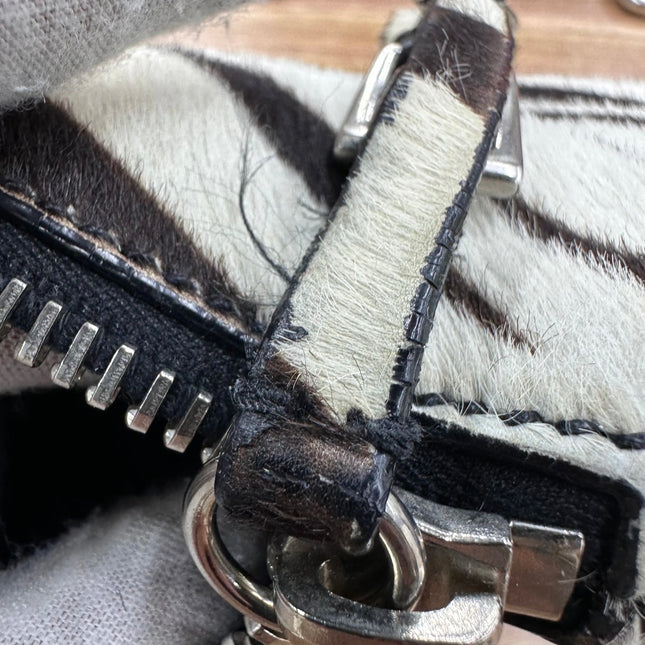 Prada Zebra Print Ponyhair Calfskin Leather Shoulder Bag