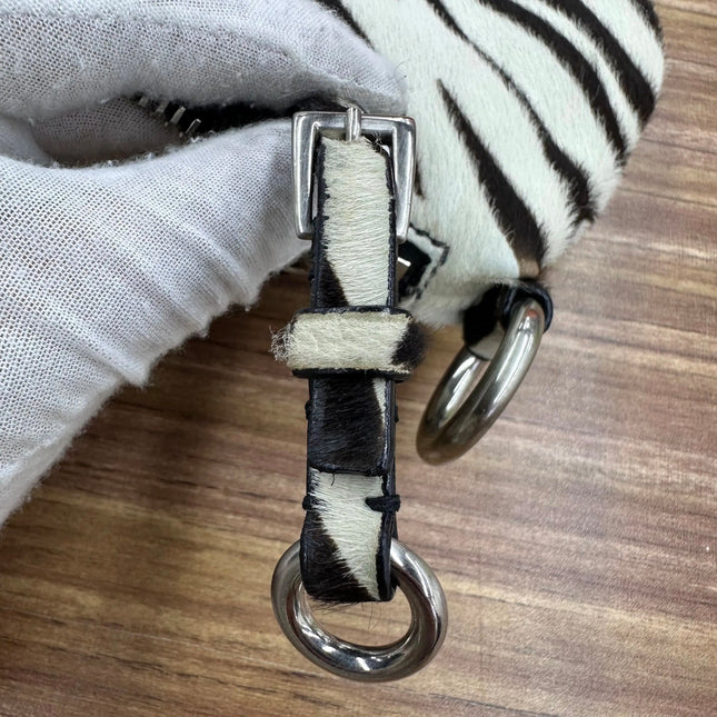 Prada Zebra Print Ponyhair Calfskin Leather Shoulder Bag