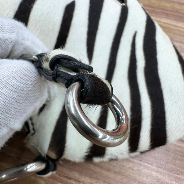 Prada Zebra Print Ponyhair Calfskin Leather Shoulder Bag