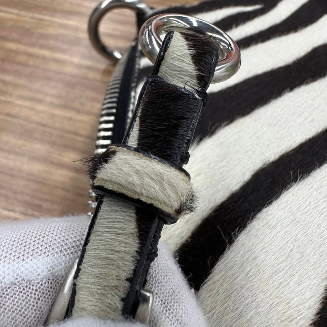 Prada Zebra Print Ponyhair Calfskin Leather Shoulder Bag