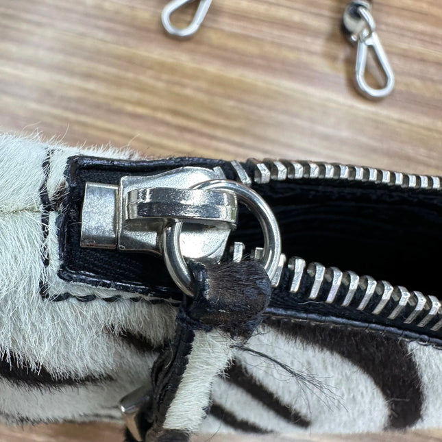 Prada Zebra Print Ponyhair Calfskin Leather Shoulder Bag