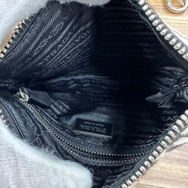 Prada Zebra Print Ponyhair Calfskin Leather Shoulder Bag
